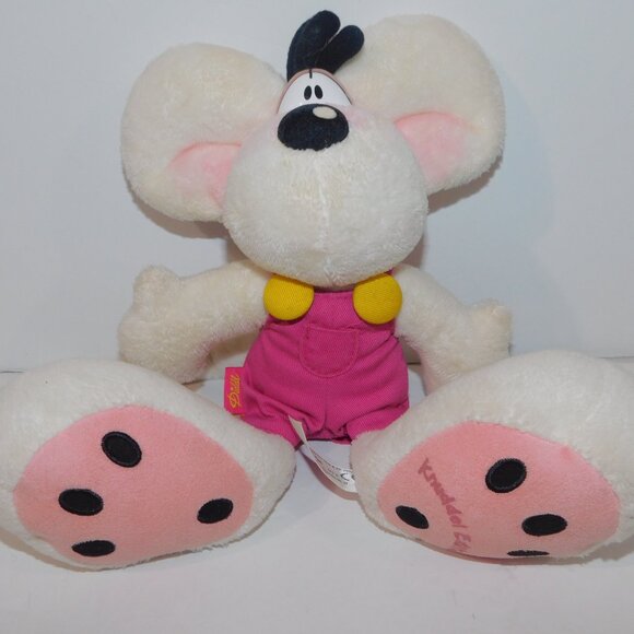 VTG 90s Diddl Mouse Thomas Goletz Depesche 10" Stuffed Plush Toy White Overalls - Picture 4 of 8